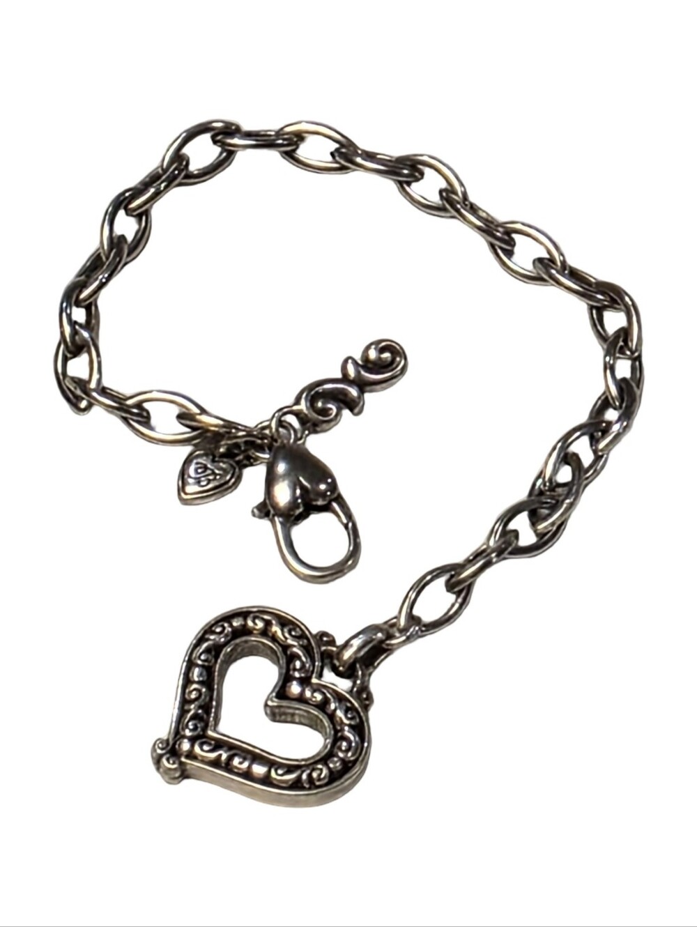 Brighton Curli Cue Charm Silver Heart Link Bracelet